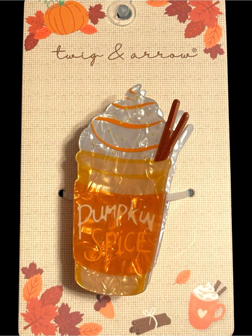 MWT•Pumpkin Spice Coffee Cup Hair Clip